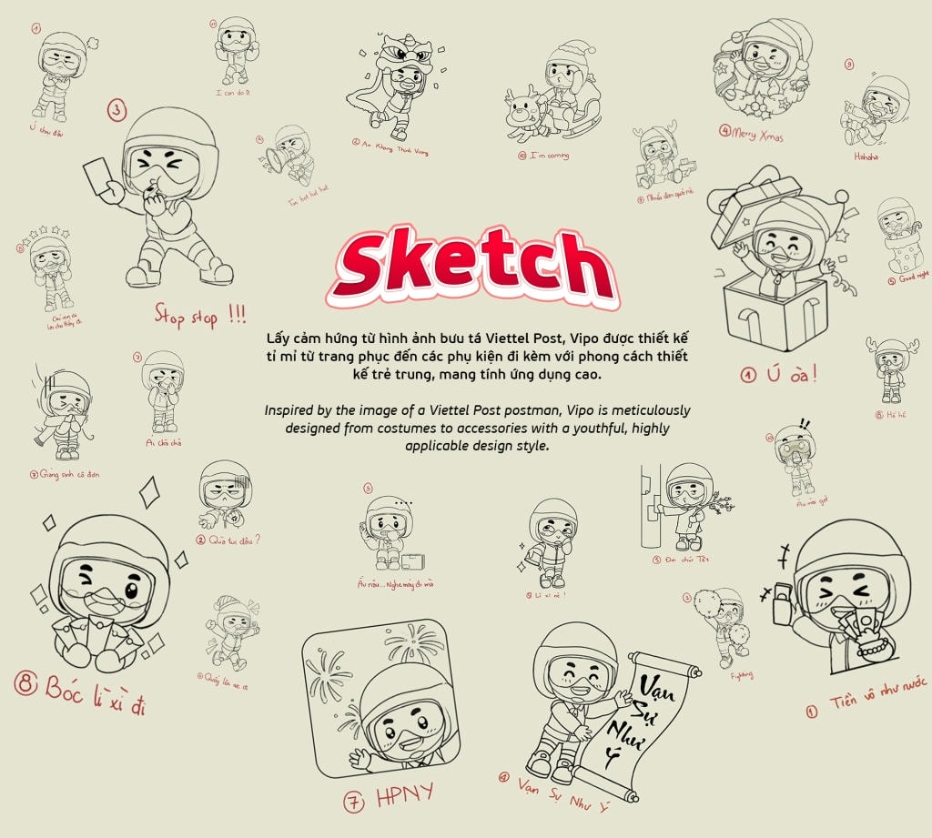 Viettel Post - Sketch Mascot Vipo