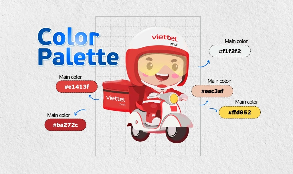 Viettel Post Mascot Vipo - Color Palette