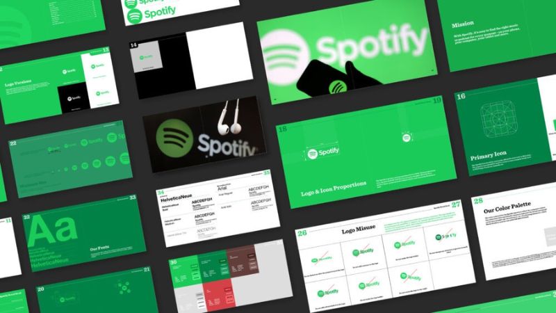 Brand Guidelines của Spotify tập trung vào việc hướng dẫn chi tiết sử dụng logo