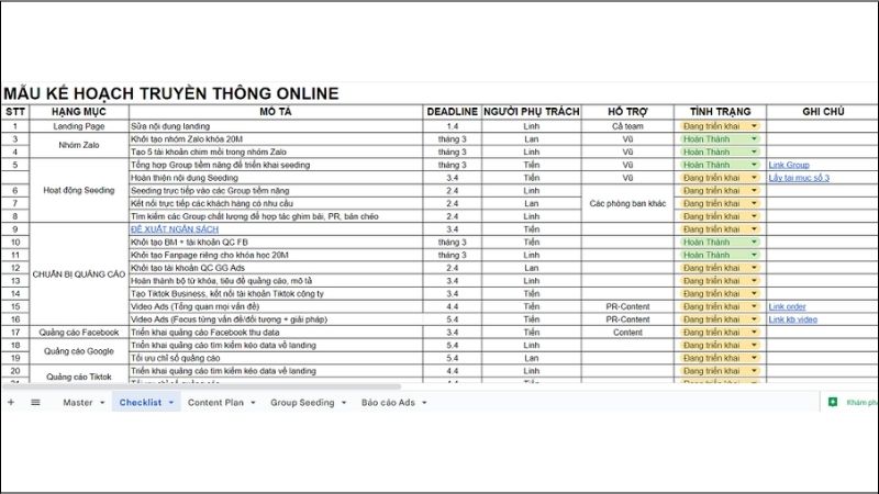 Mẫu kế hoạch truyền thông online