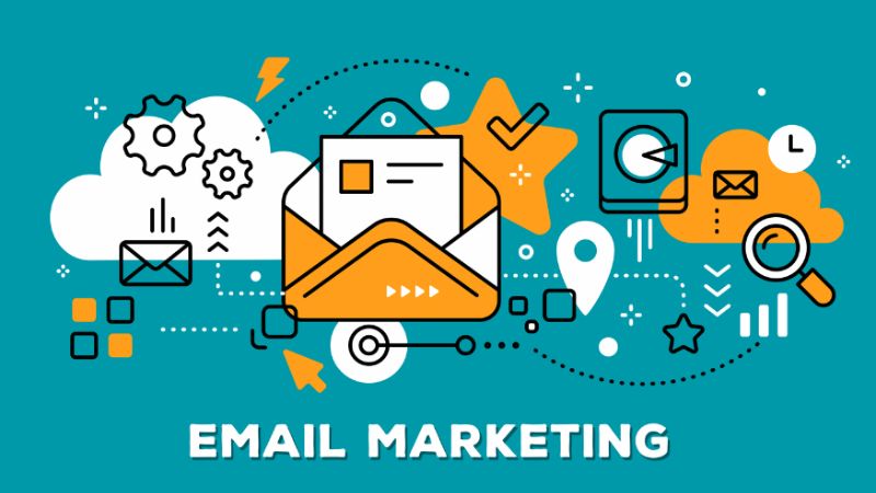 Email Marketing giúp xây dựng danh sách email, thiết kế email, gửi email hàng loạt và theo dõi hiệu quả.