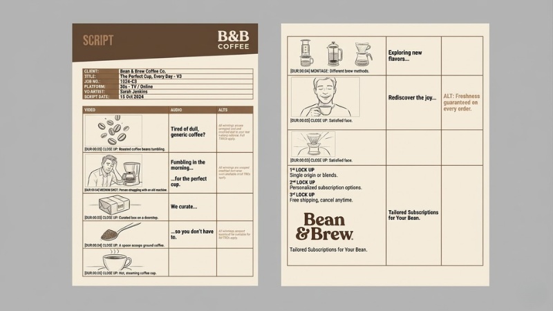 Template mẫu phổ biến của kịch bản TVC