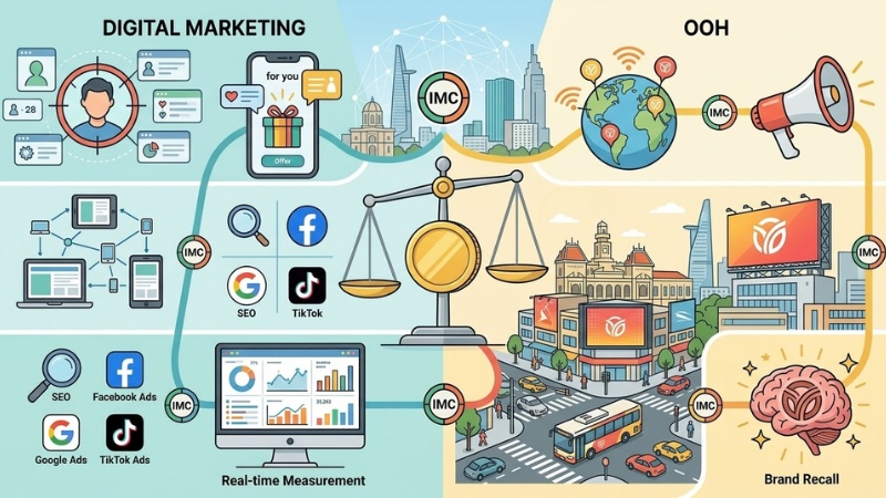 Digital Marketing và OOH đóng vai trò quan trọng trong Media Mix