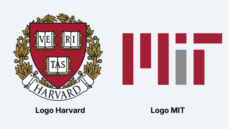 Logo của Harvard và MIT có khả năng cô đọng triết lý giáo dục rất cao