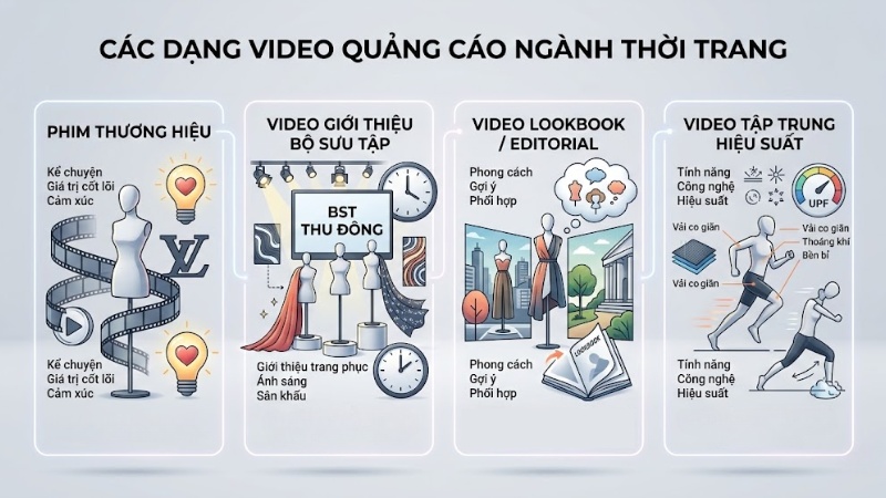 Các dạng video quảng cáo ngành thời trang phổ biến hiện nay