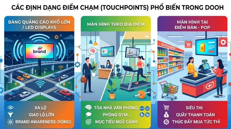 Các định dạng touchpoints phổ biến trong DOOH