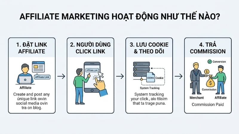 Cơ chế hoạt động của mô hình Affiliate Marketing