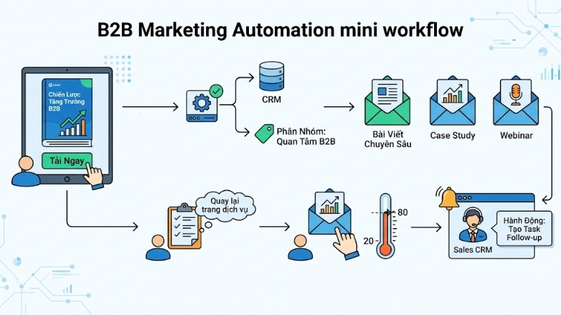 Mini workflow từ form tải ebook đến tạo task cho sales