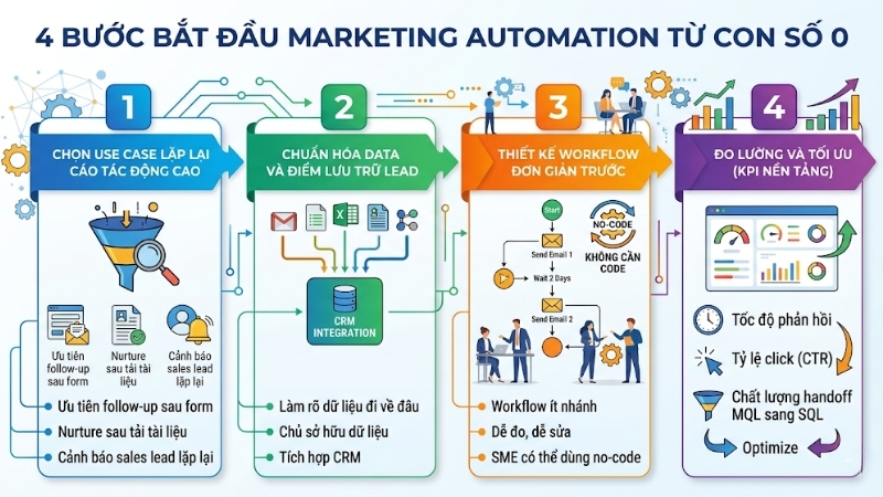 4 bước bắt đầu marketing automation từ con số 0
