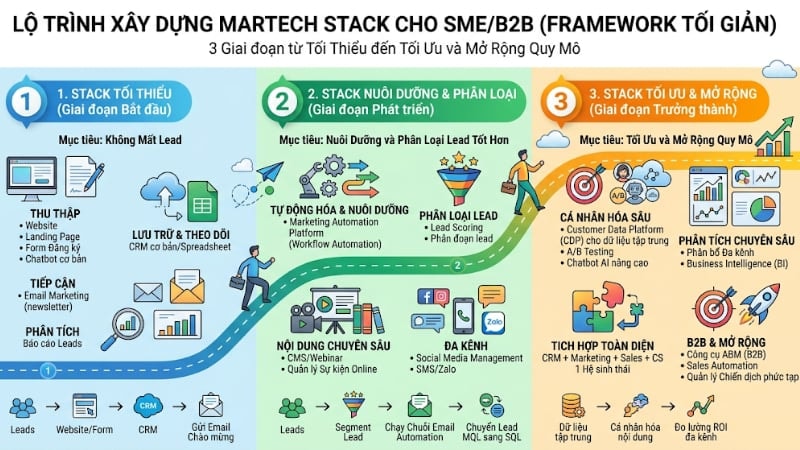 3 giai đoạn xây Martech stack